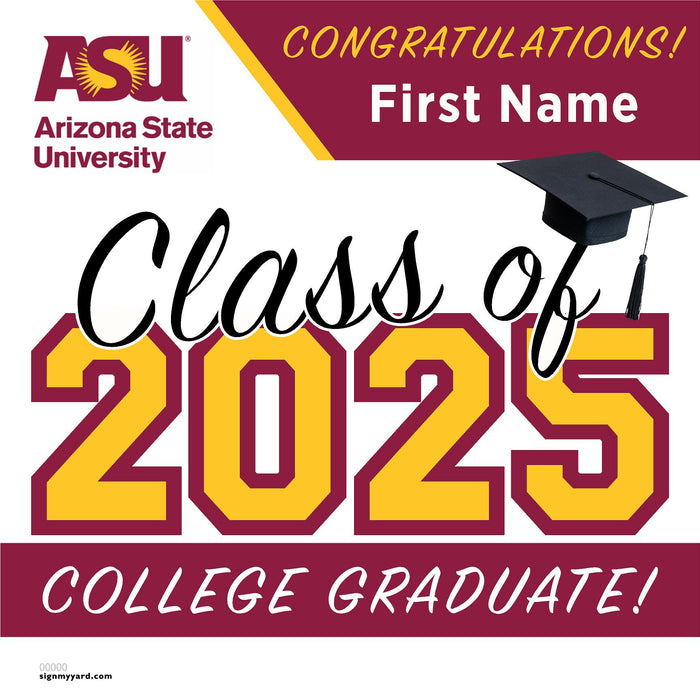 Arizona State University 24x24 Class of 2025 Yard Sign (Option A)