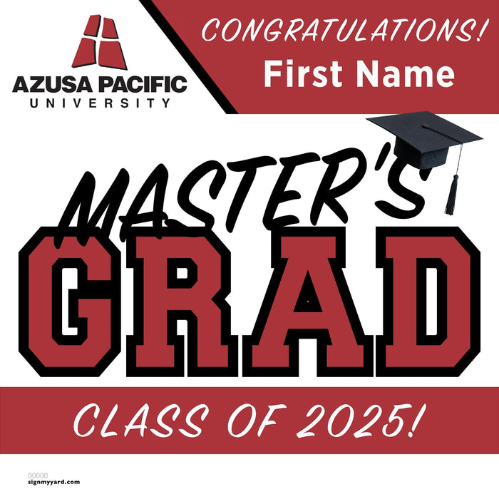 Azuza Pacific University (Masters) 24x24 Class of 2025 Yard Sign (Option A)