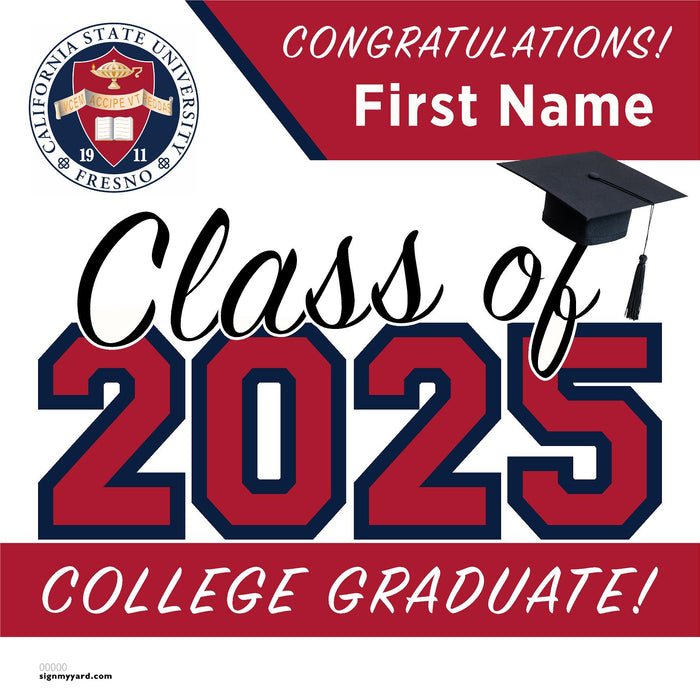 Cal State Fresno 24x24 Class of 2025 Yard Sign (Option A)