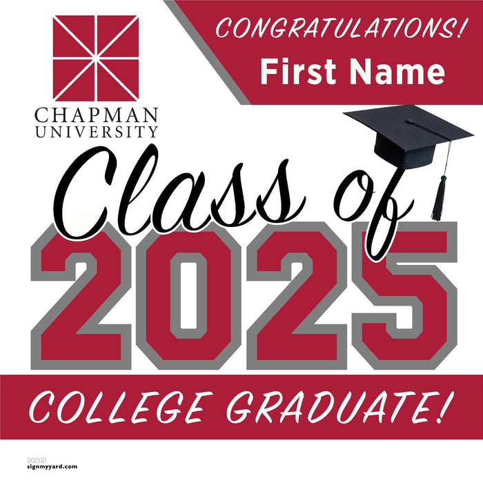 Chapman University 24x24 Class of 2025 Yard Sign (Option A)