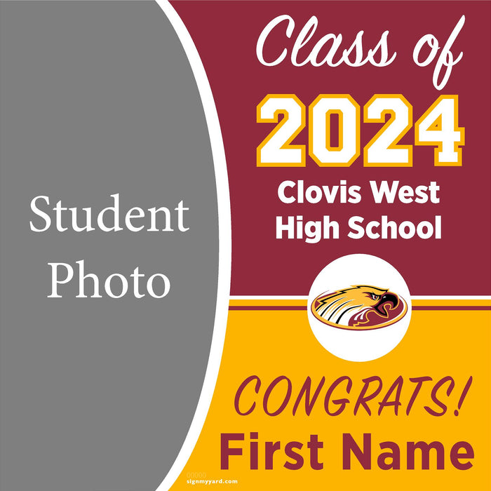 Clovis West High School 24x24 Class of 2024 Yard Sign with Photo(Option C)