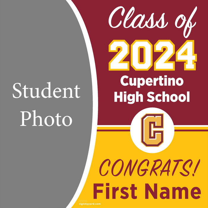 Cupertino High School 24x24 Class of 2024 Yard Sign with Photo(Option E)