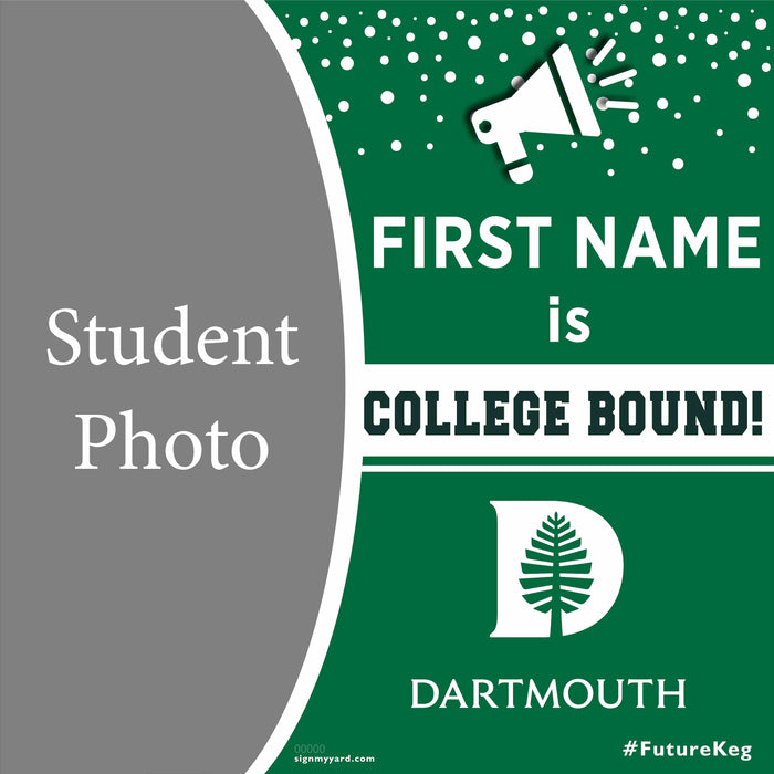 Dartmouth College 24x24 College Acceptance Yard Sign with Photo(Option C)