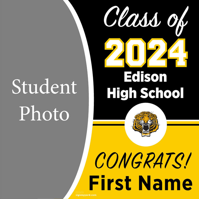 Edison High School 24x24 Class of 2024 Yard Sign with Photo(Option C)