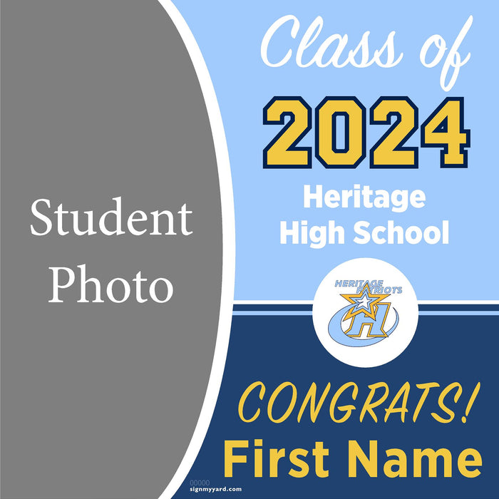 Heritage High School 24x24 Class of 2024 Yard Sign with Photo(Option C)