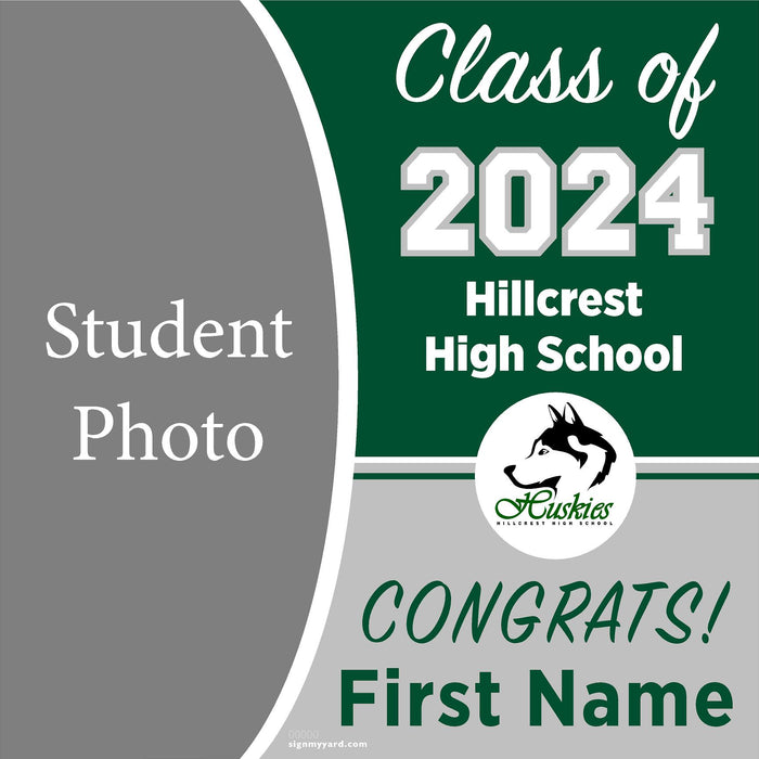 Hillcrest High School Midvale Utah 24x24 Class of 2024 Yard Sign with Photo(Option C)