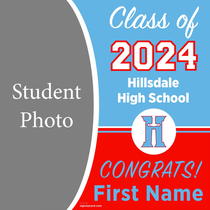 Hillsdale High School 24x24 Class of 2024 Yard Sign with Photo(Option C)