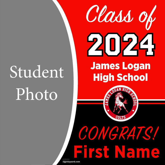 James Logan High School 24x24 Class of 2024 Yard Sign with Photo(Option C)