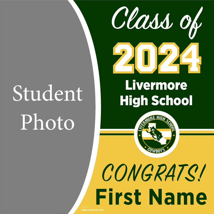 Livermore High School (Chicago) 24x24 Class of 2024 Yard Sign with Photo(Option C)