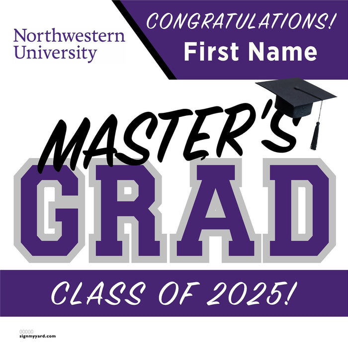 Northwestern University (Masters) 24x24 Class of 2025 Yard Sign (Option A)