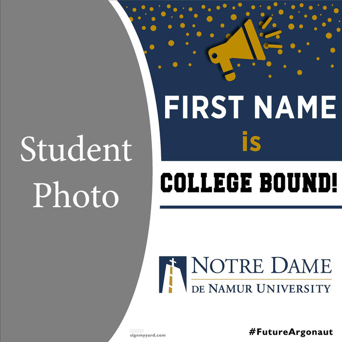 Notre Dame de Namur University 24x24 College Acceptance Yard Sign with Photo(Option C)