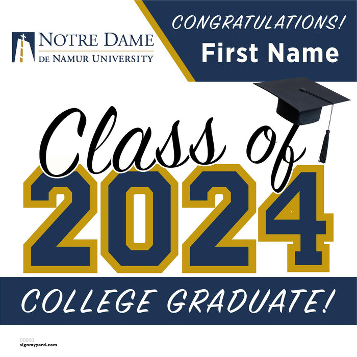 Notre Dame de Namur University 24x24 Class of 2024 Yard Sign (Option A)