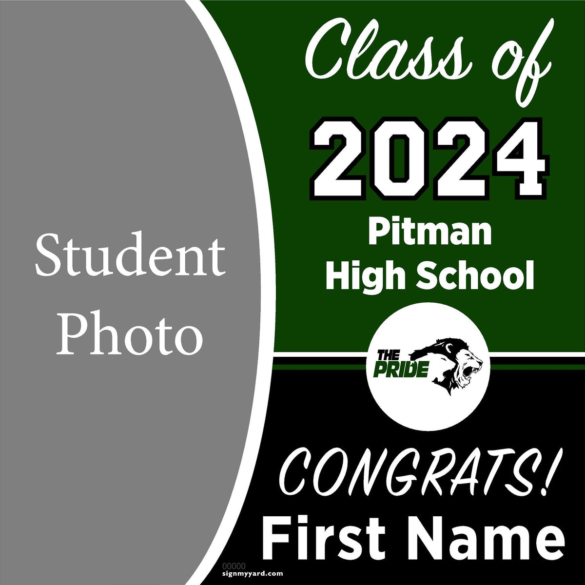 Pitman High School 24x24 Class of 2024 Yard Sign with Photo(Option C