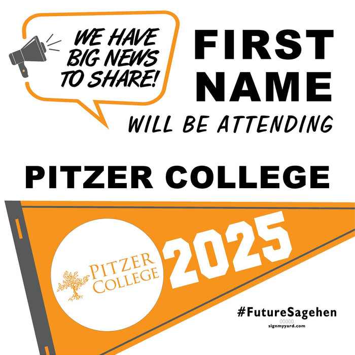 Pitzer College 24x24 College Acceptance Yard Sign (Option B)