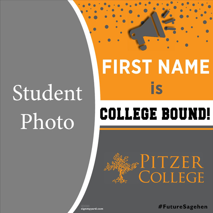 Pitzer College 24x24 College Acceptance Yard Sign with Photo(Option C)