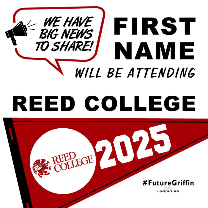 Reed College 24x24 College Acceptance Yard Sign (Option B)