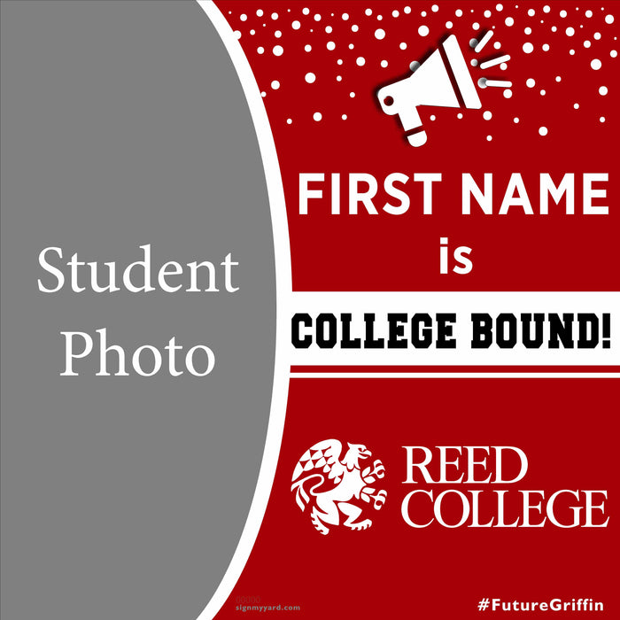 Reed College 24x24 College Acceptance Yard Sign with Photo(Option C)