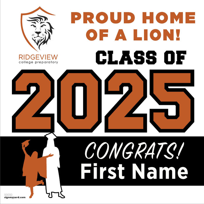 Ridgeview College Prep High School 24x24 Class of 2025 Yard Sign (Option A)