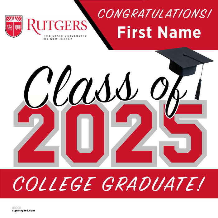 Rutgers University 24x24 Class of 2025 Yard Sign (Option A)