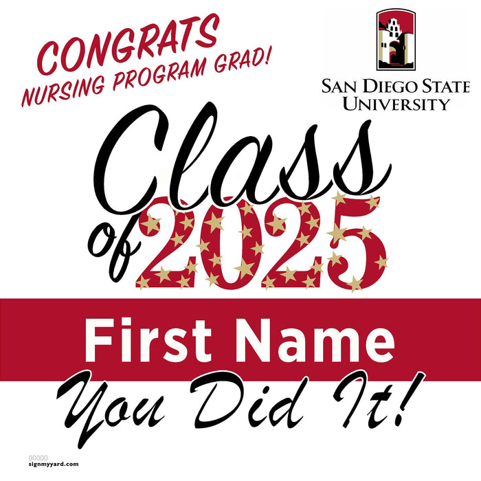 San Diego State University (Nursing Program) 24x24 Class of 2025 Yard Sign (Option B)