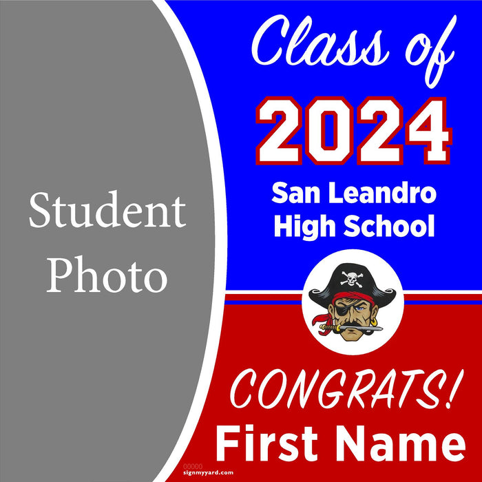 San Leandro High School 24x24 Class of 2024 Yard Sign with Photo(Option C)