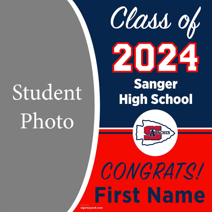 Sanger High School 24x24 Class of 2024 Yard Sign with Photo(Option C)