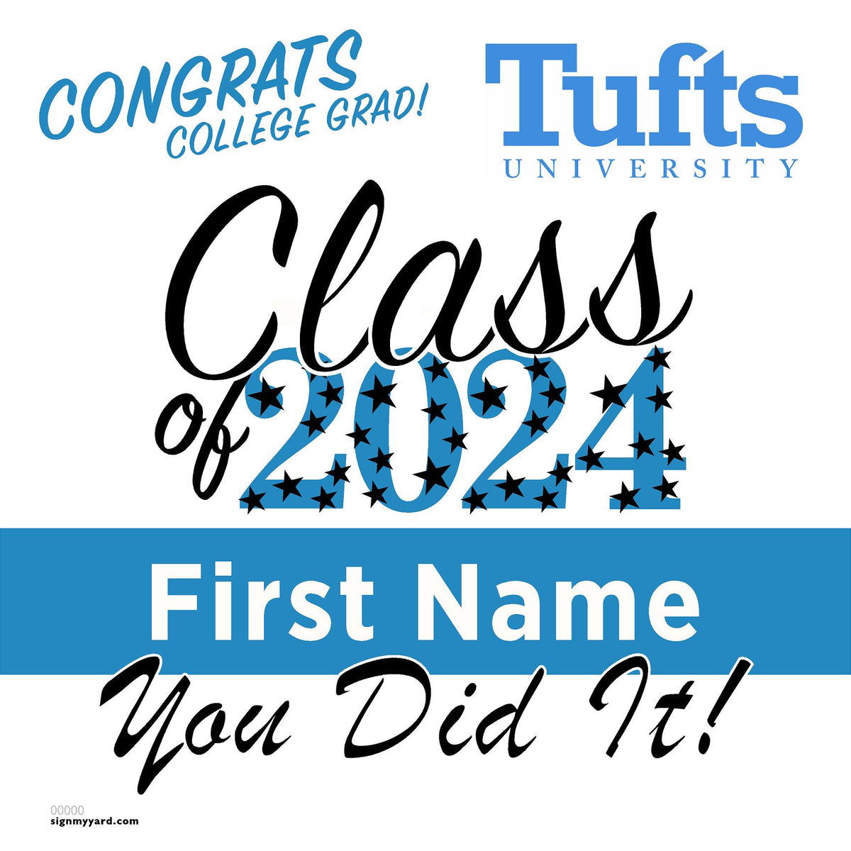 Tufts University 24x24 Class of 2024 Yard Sign (Option B) — SignMyYard