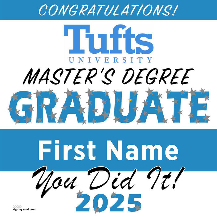 Tufts University Masters Grad 24x24 Class of 2025 Yard Sign (Option B)