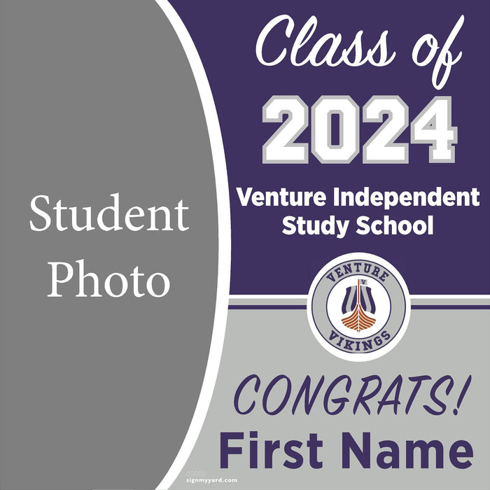 Venture Independent Study School 24x24 Class of 2024 Yard Sign with Photo(Option C)