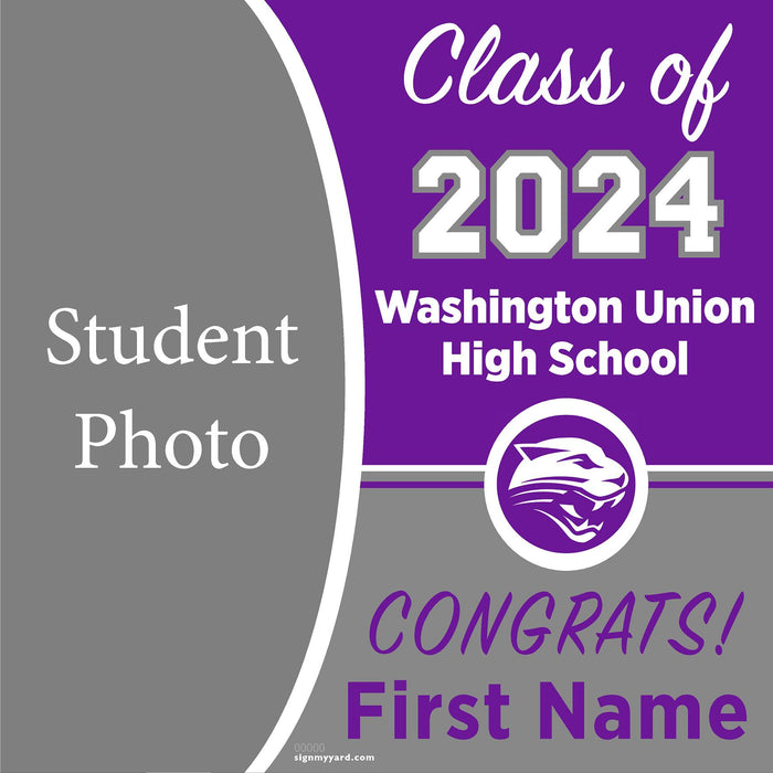 Washington Union High School 24x24 Class of 2024 Yard Sign with Photo(Option C)