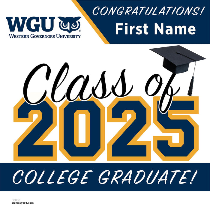 Western Governors University 24x24 Class of 2025 Yard Sign (Option A)