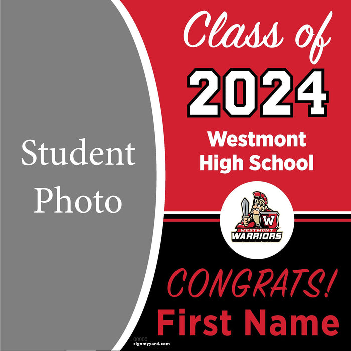 Westmont High School 24x24 Class of 2024 Yard Sign with Photo(Option C)