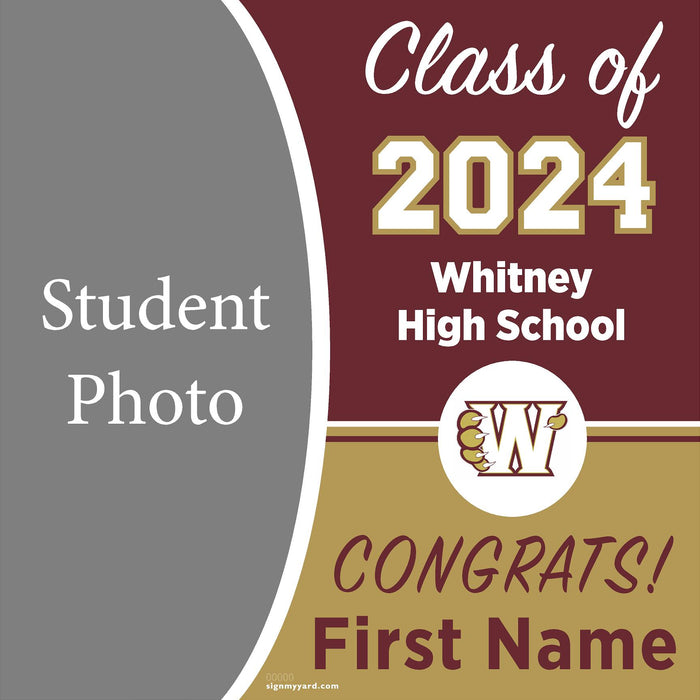 Whitney High School 24x24 Class of 2024 Yard Sign with Photo(Option C)