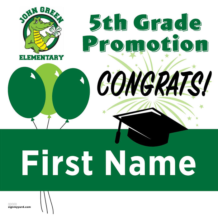 John Green Elementary 5th Grade Promotion 24x24 Yard Sign (Option A)