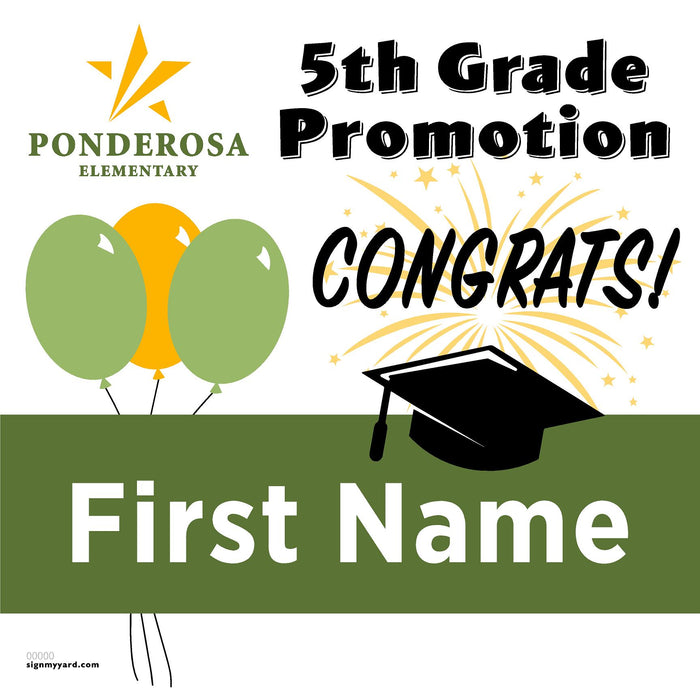 Ponderosa Elementary School 5th Grade Promotion 24x24 Yard Sign (Option A)